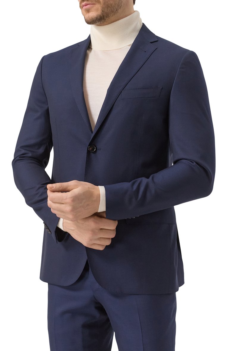 Мужской шерстяной костюм CORNELIANI темно-синего цвета, арт. 256005-2518414_SET | Фото 4 (Рукава: Длинные; Материал внешний: Шерсть; Стили: Кэжуэл, Классический; Костюмы М: Однобортный)