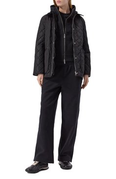 Женский хлопковая толстовка BURBERRY черного цвета, арт. 8101878 | Фото 2 (Рукава: Длинные; Длина (для топов): Стандартные; Драгоценные камни: Проставлено; Материал сплава: Проставлено; Женское Кросс-КТ: Кардиган-одежда; Стили: Спорт-шик; Материал внешний: Хлопок)
