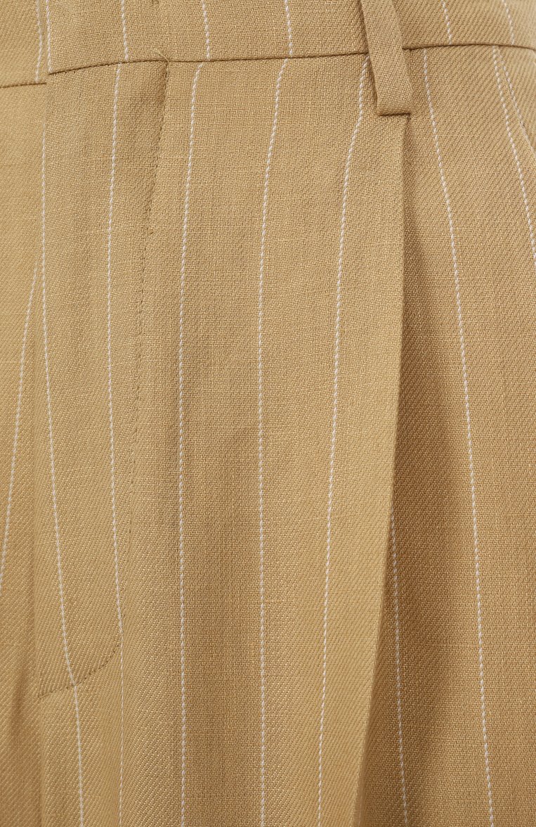 Женские льняные брюки TAGLIATORE 0205 бежевого цвета, арт. P-EB0NY/340252 | Фото 6 (Материал внешний: Лен; Случай: Формальный; Женское Кросс-КТ: Брюки-одежда; Силуэт Ж (брюки и джинсы): Широкие; Кросс-КТ: костюм; Стили: Классический; Длина (брюки, джинсы): Стандартные)