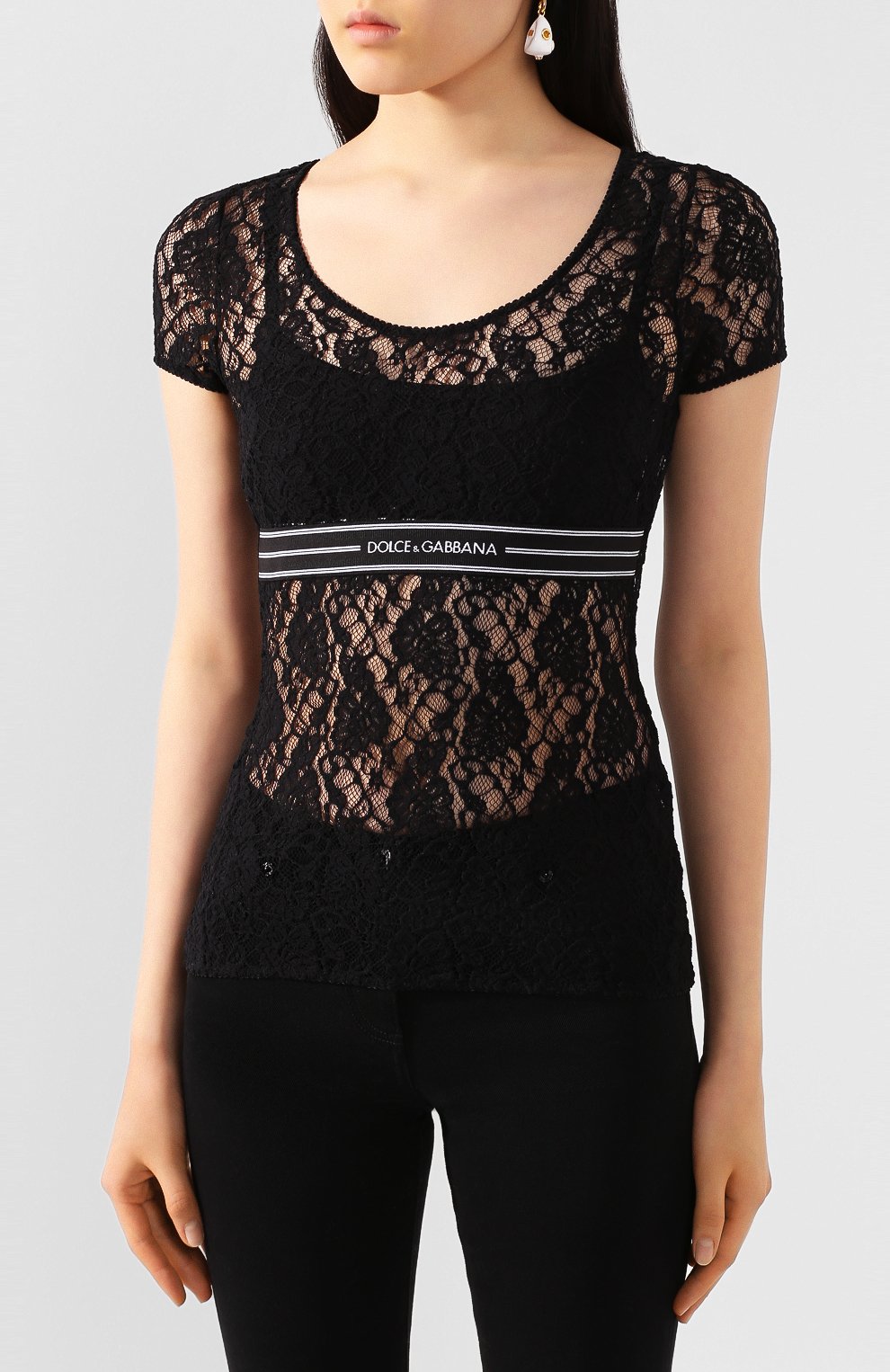 Топ DOLCE & GABBANA черного цвета по цене 66850 руб., арт. F74F9T/FLMPS, фото 3 Топ DOLCE & GABBANA, арт. F74F9T/FLMPS, фото 3