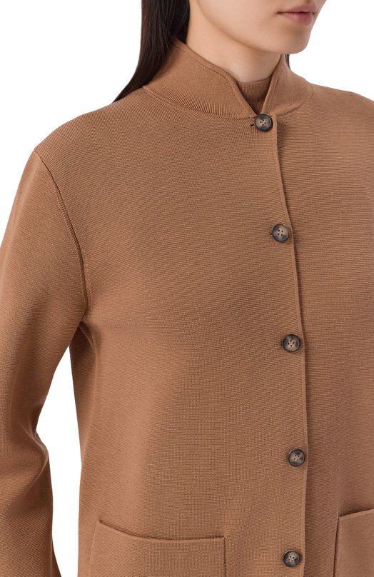 Жакет из шелка и хлопка 12 STOREEZ 137938 Коричневый  137938 Фото 5