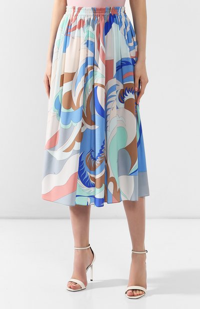 Шелковая юбка EMILIO PUCCI синего цвета по цене 59950 руб., арт. 9ERW60/9E733, фото 3 Шелковая юбка EMILIO PUCCI, арт. 9ERW60/9E733, фото 3