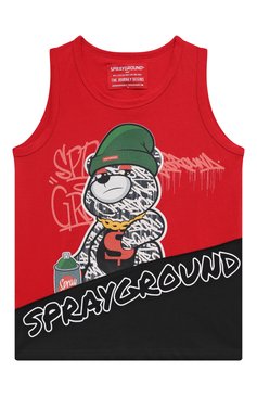 Детская хлопковая майка SPRAYGROUND красного цвета, арт. SPY802RED | Фото 1 (Рукава: Короткие; Материал сплава: Проставлено; Материал внешний: Хлопок; Драгоценные камни: Проставлено)