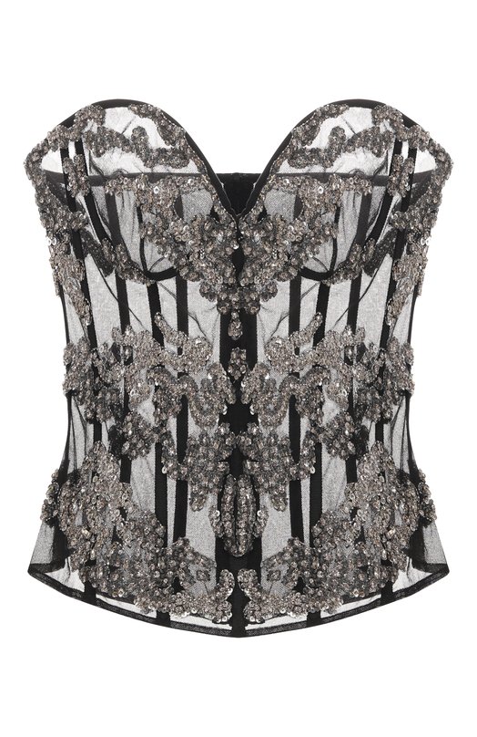 Топ с отделкой стразами и пайетками Zuhair Murad PTP25015/EM0R005 Чёрный PTP25015/EM0R005