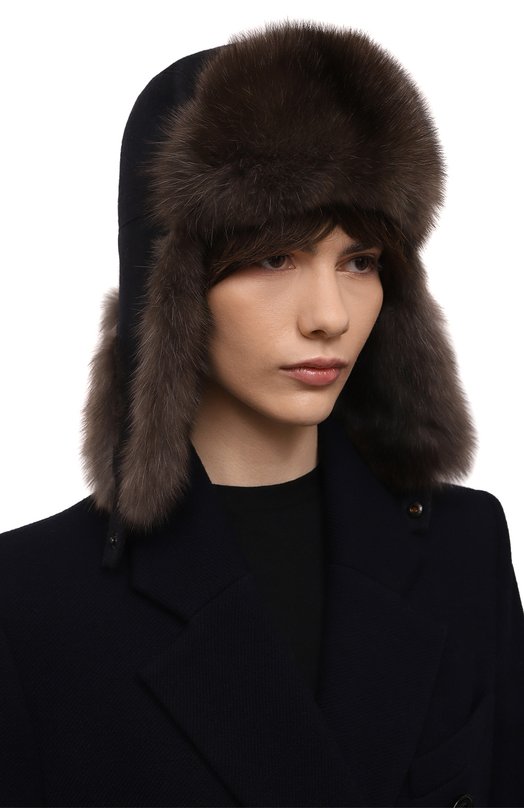 Шапка-ушанка с отделкой из соболя VICTORIA KUSENKOVA 099103384153 Коричневый  099103384153 Фото 2