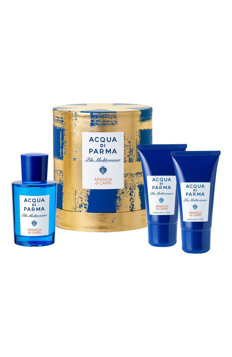 Набор blu mediterraneo arancia di capri (100+2x75ml) ACQUA DI PARMA бесцветного цвета, арт. ADP082181 | Фото 1 (Косметика кросс-кт: Парфюмерия У, Уход У; Региональные ограничения белый список (Axapta Mercury): Не проставлено; Нос: Не проставлено; Ограничения доставки: flammable)