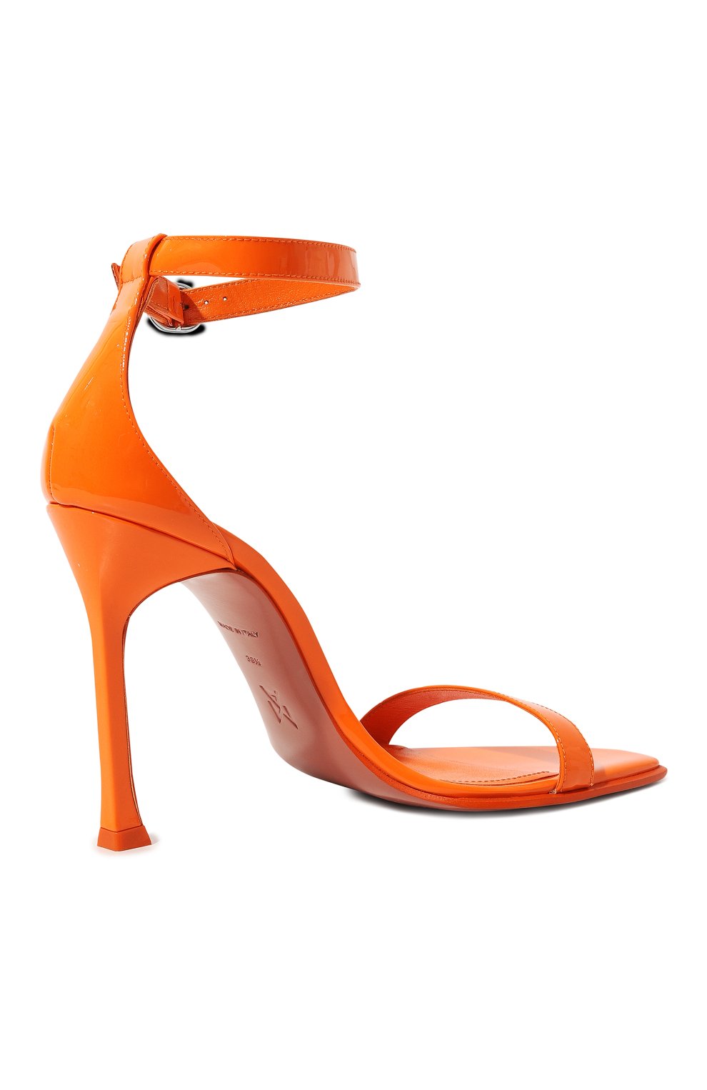 Кожаные босоножки kim AMINA MUADDI оранжевого цвета по цене 81900 руб., арт. KIM SANDAL/PATENT/0RANGE+SILVER BUCKLE, фото 5 Кожаные босоножки kim AMINA MUADDI, арт. KIM SANDAL/PATENT/0RANGE+SILVER BUCKLE, фото 5