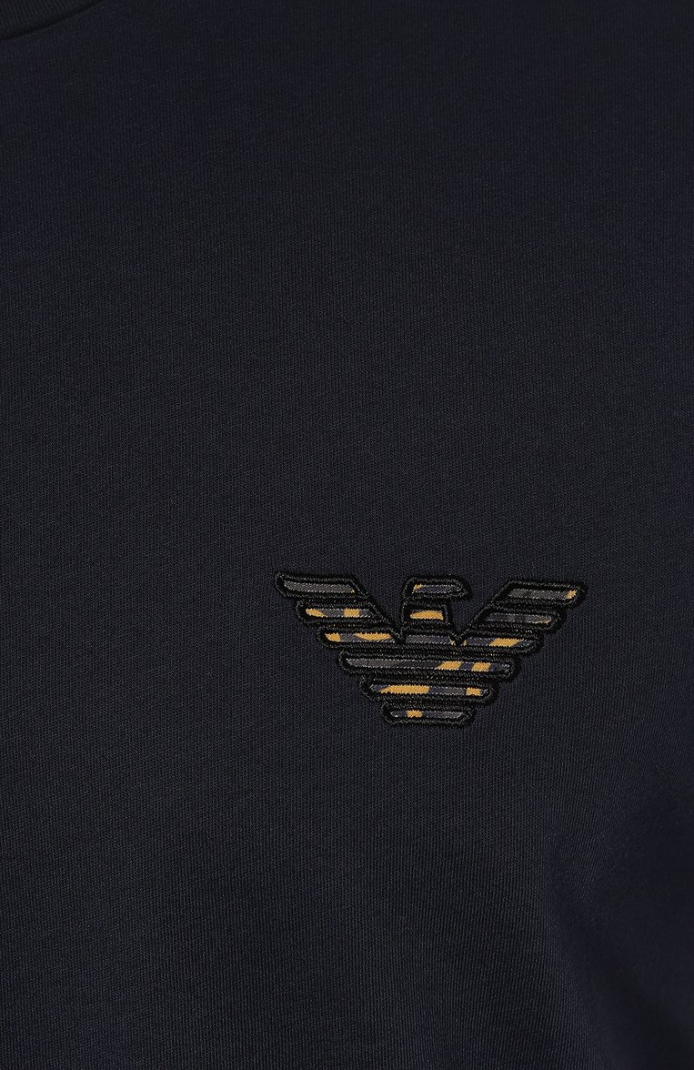 Мужская хлопковая футболка EMPORIO ARMANI темно-синего цвета, арт. 211818/4R483 | Фото 5 (Материал внешний: Хлопок; Длина (для топов): Стандартные; Рукава: Короткие; Стили: Кэжуэл; Принт: Без принта; Кросс-КТ: домашняя одежда; Автоматизация ТО: Проставлено; Автоматизация состава: Проставлено)