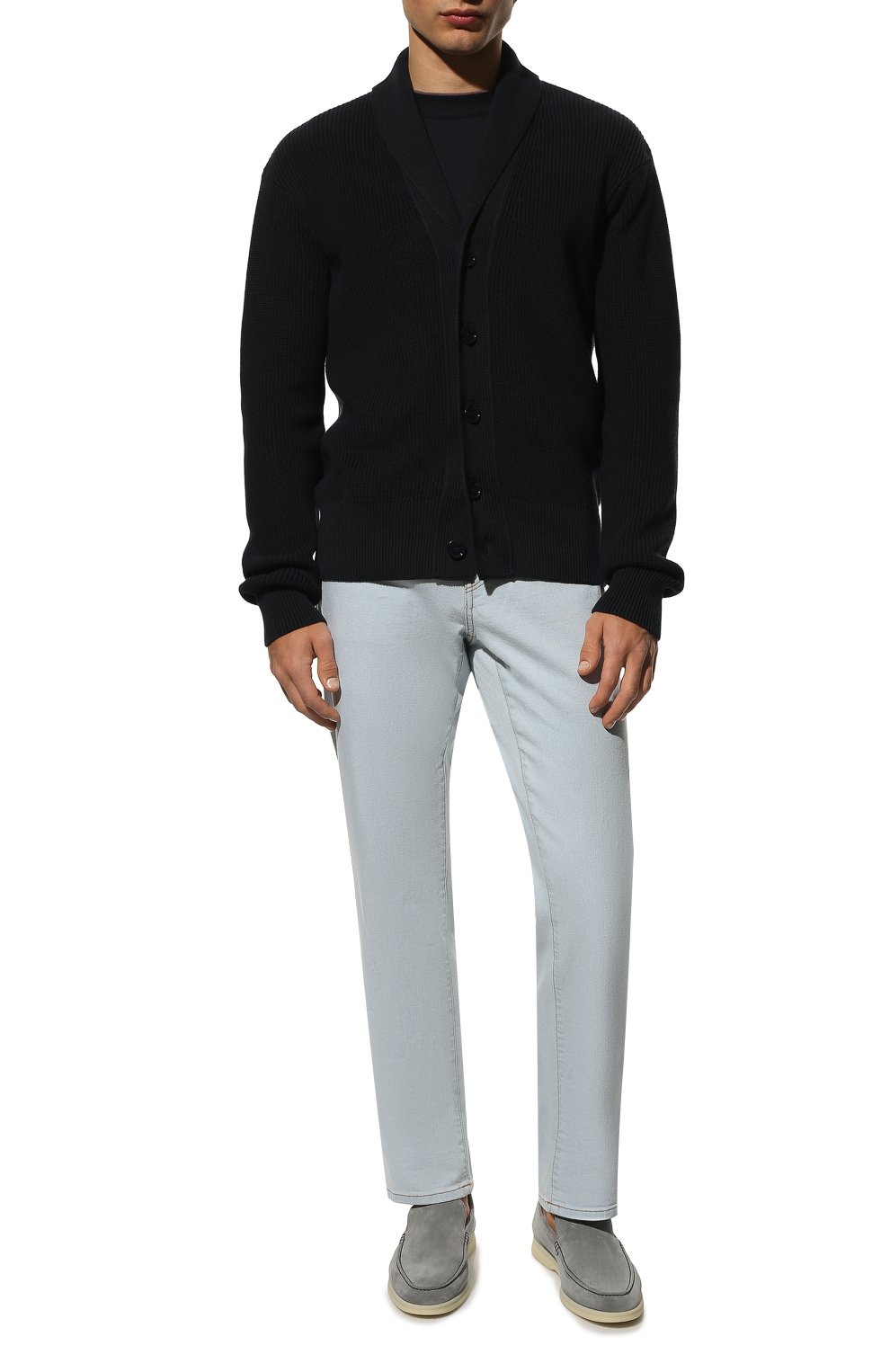 Кардиган из хлопка и кашемира BOSS темно-синего цвета по цене 24800 руб., арт. 50467955, фото 2 Кардиган из хлопка и кашемира BOSS, арт. 50467955, фото 2