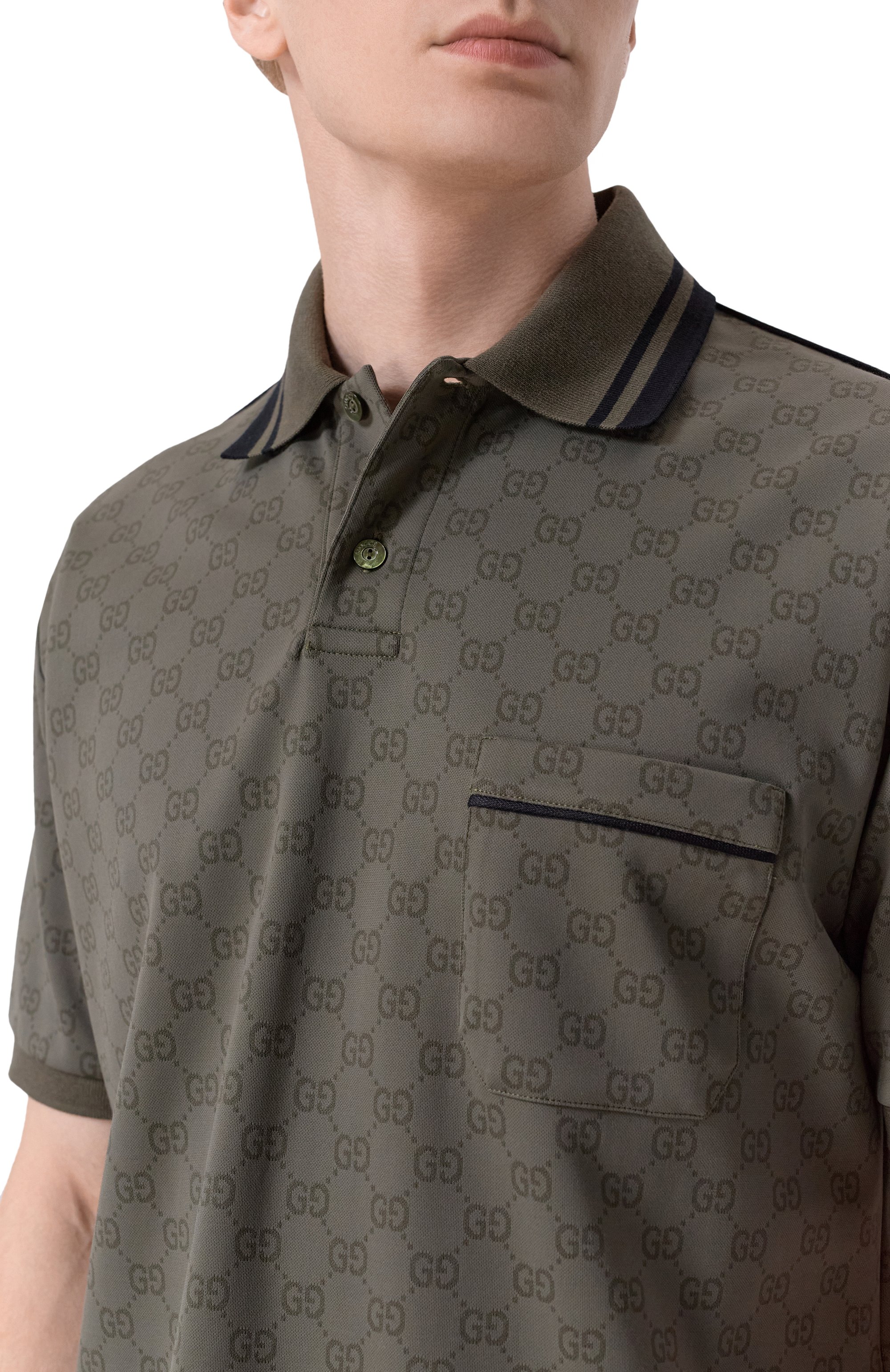 Поло GUCCI хаки цвета по цене 147000 руб., арт. 806242/XJHHQ, фото 5 Поло GUCCI, арт. 806242/XJHHQ, фото 5