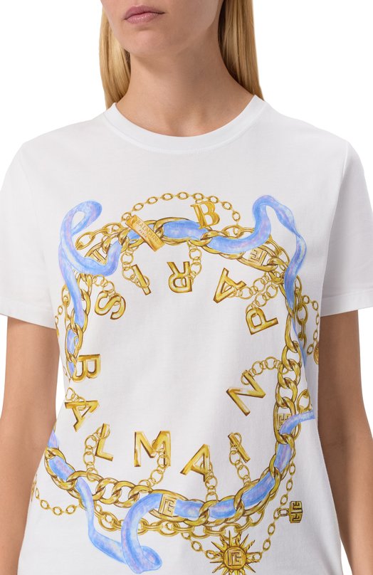 Хлопковая футболка Balmain FF1EF000/GF09 Белый  FF1EF000/GF09 Фото 5