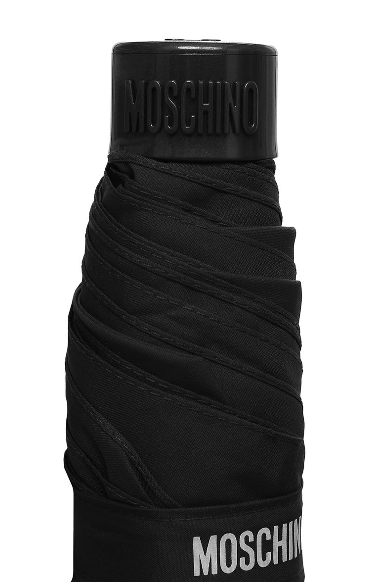 Женский складной �зонт MOSCHINO черного цвета, арт. 8014-SUPERMINI | Фото 5 (Материал: Металл, Текстиль, Синтетический материал; Нос: Не проставлено; Материал сплава: Проставлено)