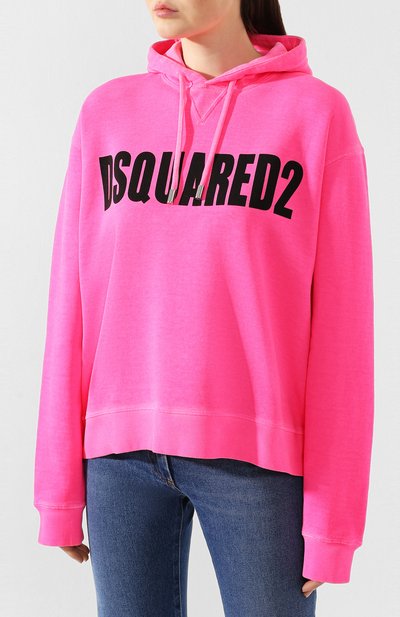 Хлопковое худи DSQUARED2 розового цвета по цене 48100 руб., арт. S72GU0206/S25030, фото 3 Хлопковое худи DSQUARED2, арт. S72GU0206/S25030, фото 3
