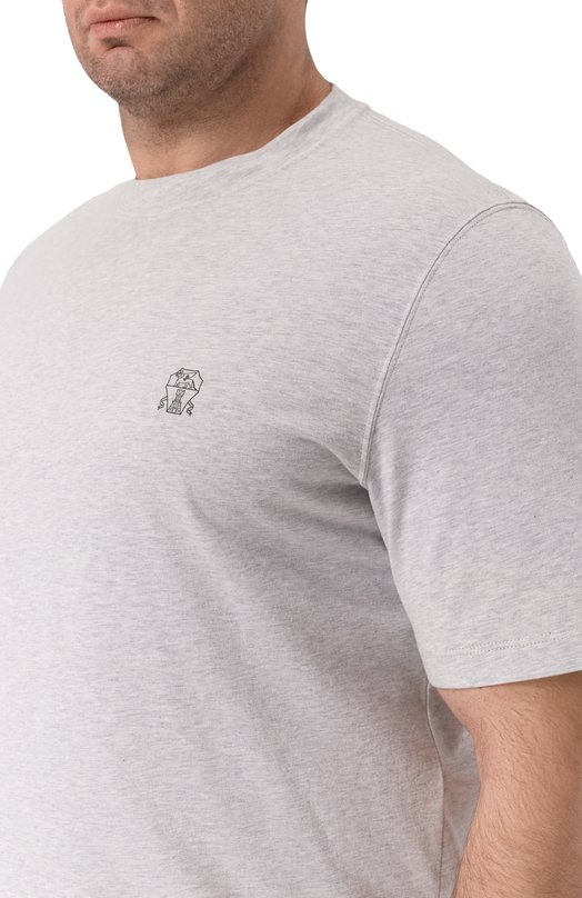 Хлопковая футболка Brunello Cucinelli M0B138440 Серый  M0B138440 Фото 5