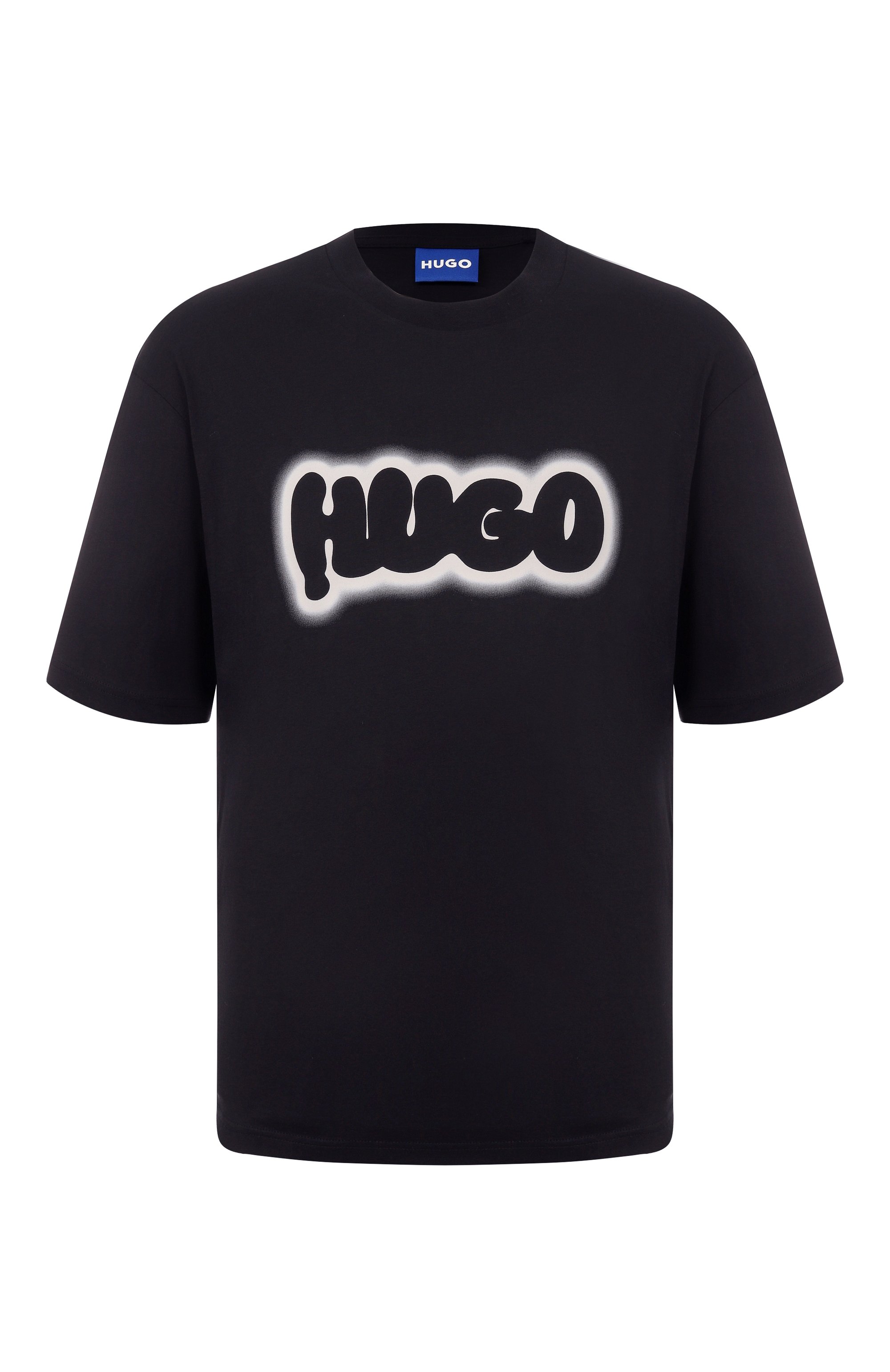 Хлопковая футболка HUGO BLUE черного цвета по цене 5495 руб., арт. 50549155, фото 1 Хлопковая футболка HUGO BLUE, арт. 50549155, фото 1