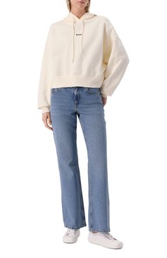 Женский хлопковое худи MSGM кремвого цвета, арт. 2000MDM509/300000 | Фото 2 (Драгоценные камни: Проставлено; Рукава: Длинные; Длина (для топов): Стандартные; Материал сплава: Проставлено; Стили: Кэжуэл; Женское Кросс-КТ: Худи-одежда; Материал внешний: Хлопок)