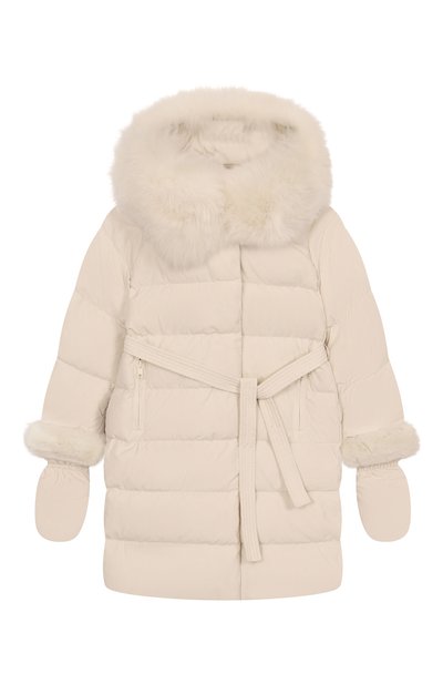 Пуховое пальто с отделкой из лисы YVES SALOMON ENFANT, арт. 25WEM920XXD0XW/8A-10A