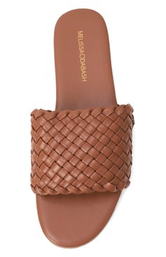 Женские кожаные шлепанцы MELISSA ODABASH коричневого цвета, арт. WOVEN SLIDER CR | Фото 6 (Материал внешний: Натуральная кожа; Подошва: Плоская; Каблук высота: Низкий; Материал сплава: Проставлено; Драгоценные камни: Проставлено)