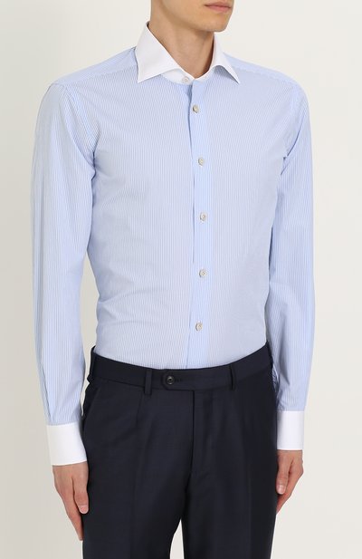 Хлопковая сорочка с воротником акула KITON, арт. UCIH0601901002, фото 3