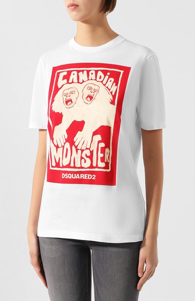 Хлопковая футболка DSQUARED2 белого цвета по цене 25750 руб., арт. S72GD0146/S21600, фото 3 Хлопковая футболка DSQUARED2, арт. S72GD0146/S21600, фото 3