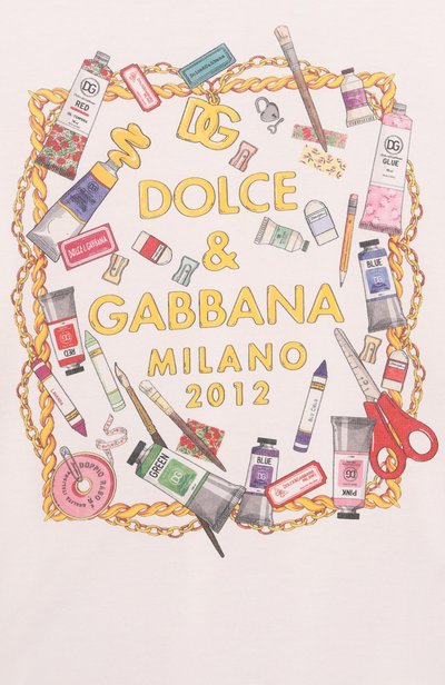Хлопковая футболка DOLCE & GABBANA молочного цвета по цене 21200 руб., арт. L5JTNL/G7P6Z, фото 3 Хлопковая футболка DOLCE & GABBANA, арт. L5JTNL/G7P6Z, фото 3