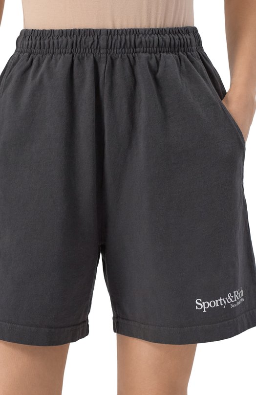Хлопковые шорты Sporty and Rich SH039622016BA02 Чёрный  SH039622016BA02 Фото 5