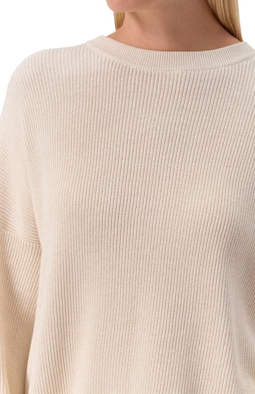 Свитер из хлопка и вискозы Brunello Cucinelli MAZ260200P Кремовый  MAZ260200P Фото 5
