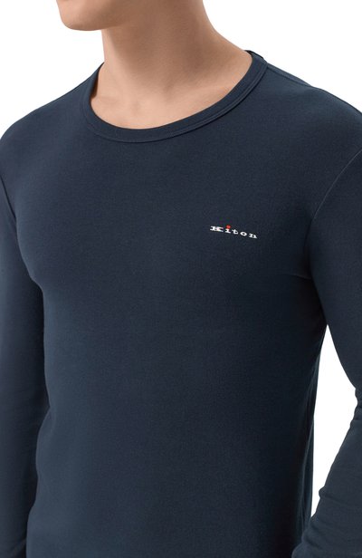 Хлопковый лонгслив KITON темно-синего цвета по цене 48950 руб., арт. UNWM012K0263L, фото 5 Хлопковый лонгслив KITON, арт. UNWM012K0263L, фото 5