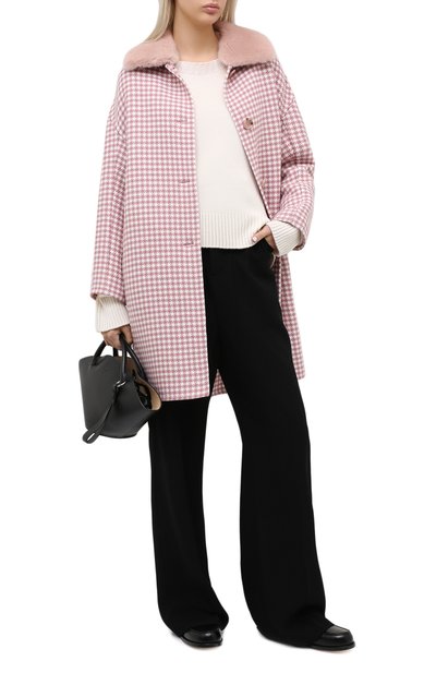 Пальто с меховой отделкой MANZONI24 розового цвета по цене 163500 руб., арт. 20M707-PDP4V/38-46, фото 3 Пальто с меховой отделкой MANZONI24, арт. 20M707-PDP4V/38-46, фото 3