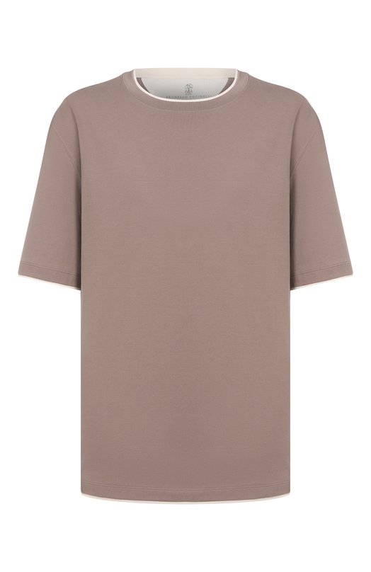 Хлопковая футболка Brunello Cucinelli M0B137427W Бежевый M0B137427W