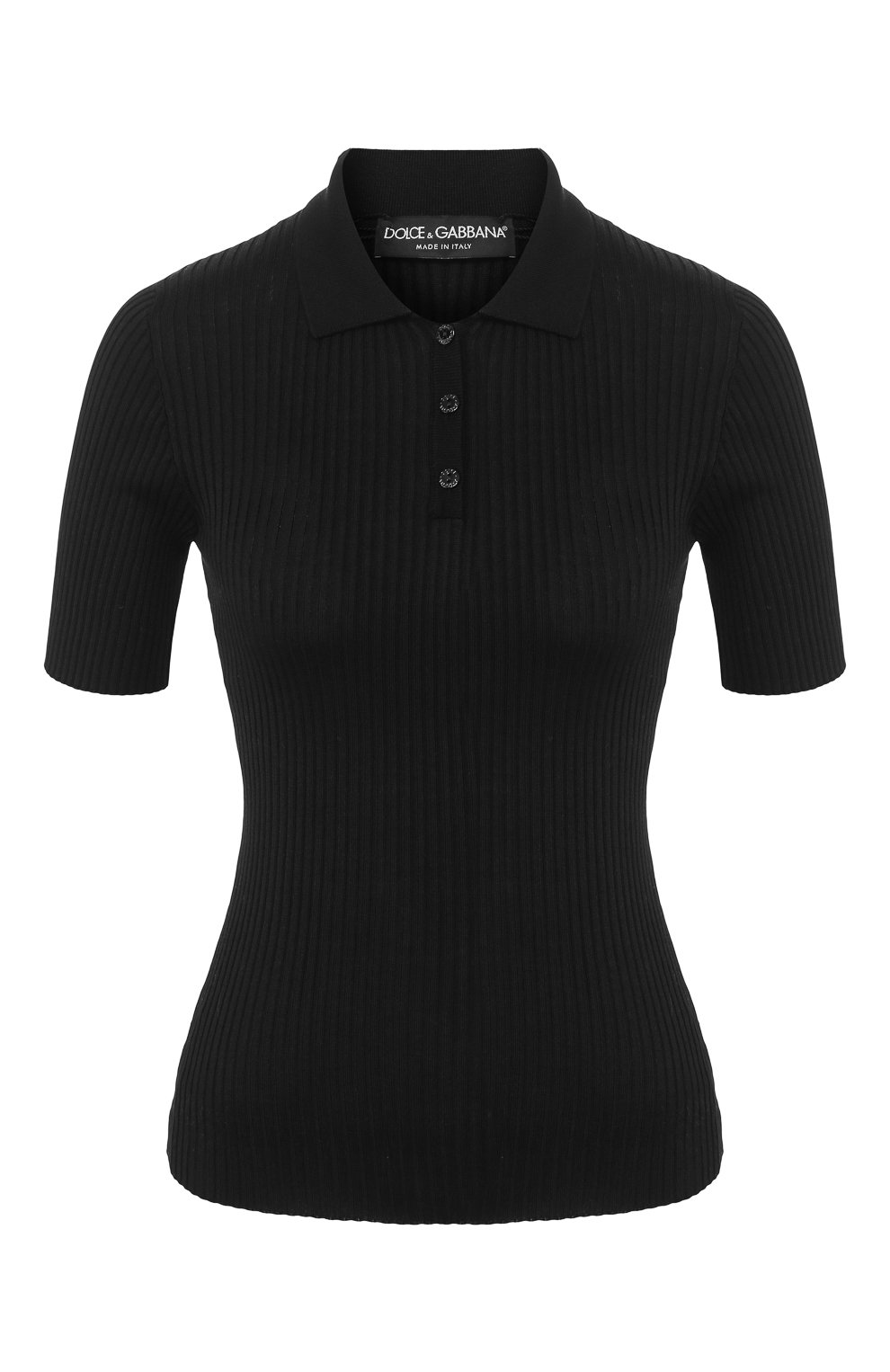 Шелковое поло DOLCE & GABBANA черного цвета по цене 93550 руб., арт. FX804T/JASMH, фото 1 Шелковое поло DOLCE & GABBANA, арт. FX804T/JASMH, фото 1