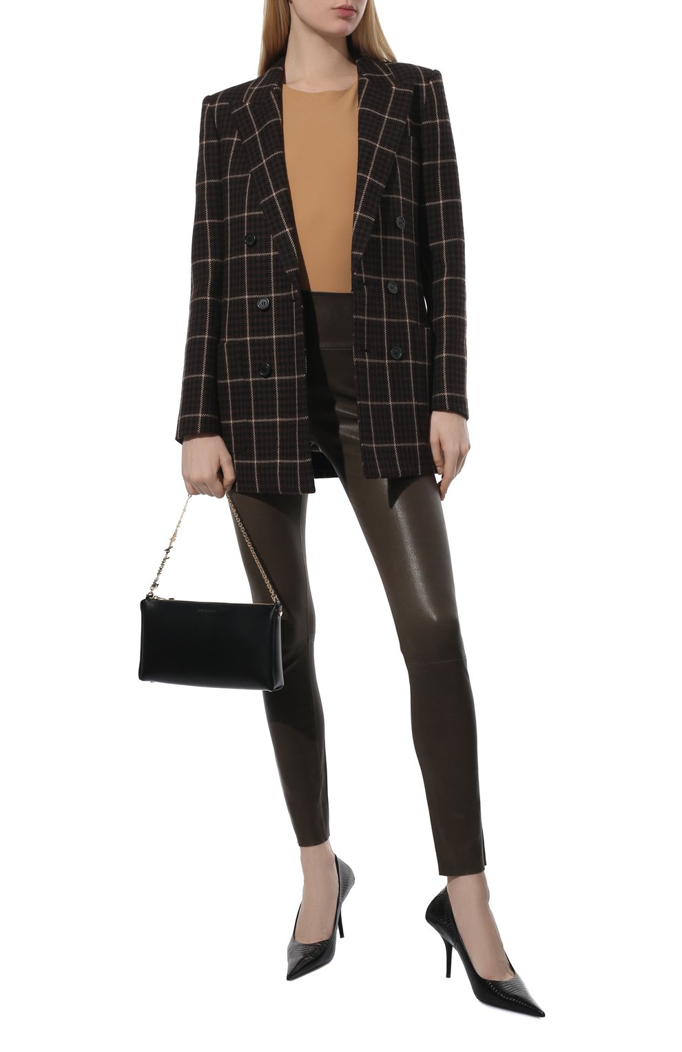 Кожаные легинсы SPRWMN хаки цвета по цене 107000 руб., арт. ANK-003-L/ANKLE LEGGING, фото 2 Кожаные легинсы SPRWMN, арт. ANK-003-L/ANKLE LEGGING, фото 2