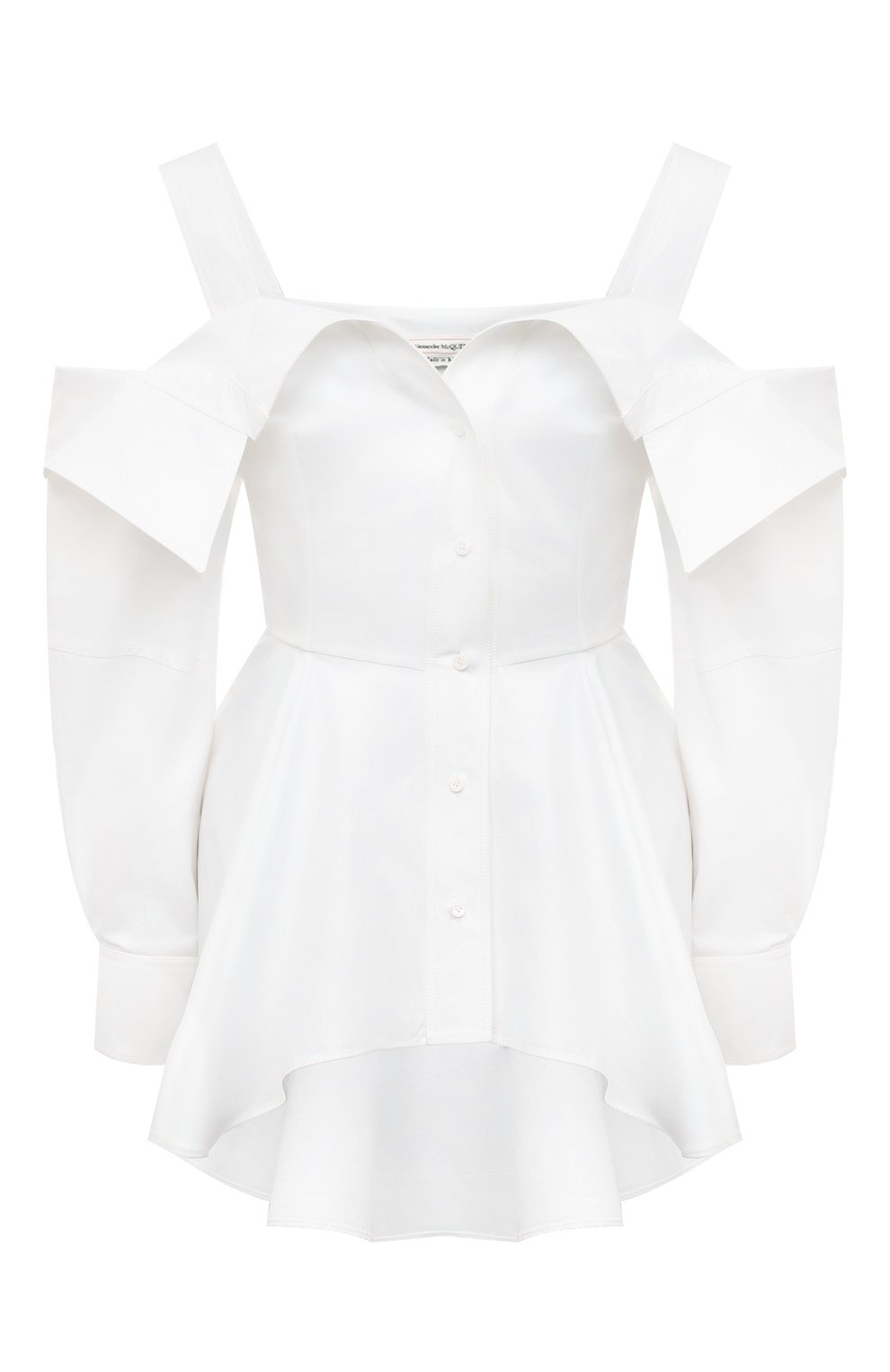 Хлопковая рубашка ALEXANDER MCQUEEN белого цвета по цене 183500 руб., арт. 708578, фото 1 Хлопковая рубашка ALEXANDER MCQUEEN, арт. 708578, фото 1