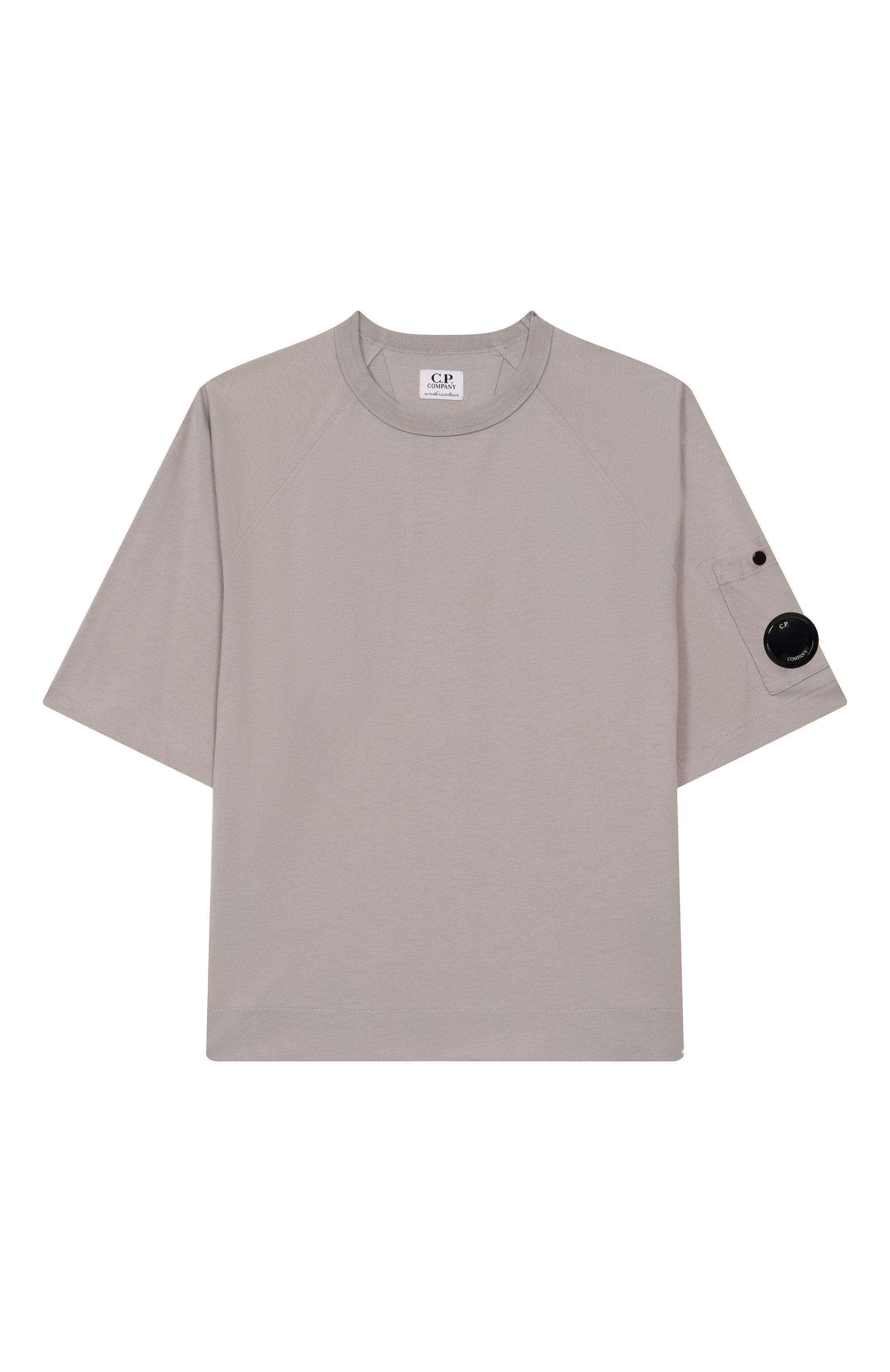 Хлопковая футболка C.P. COMPANY серого цвета по цене 11450 руб., арт. CUM00R/LAA17/10-14, фото 1 Хлопковая футболка C.P. COMPANY, арт. CUM00R/LAA17/10-14, фото 1