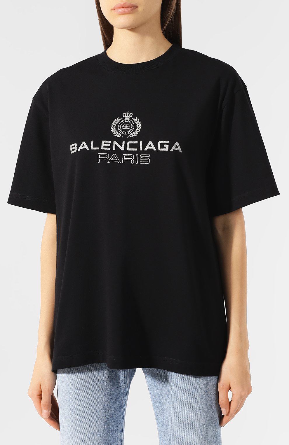 Хлопковая футболка BALENCIAGA черного цвета по цене 44650 руб., арт. 594599/TGV60, фото 3 Хлопковая футболка BALENCIAGA, арт. 594599/TGV60, фото 3