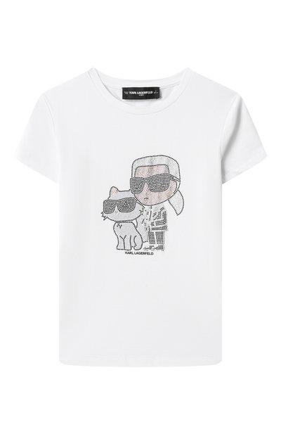 Хлопковая футболка KARL LAGERFELD KIDS, арт. Z30489