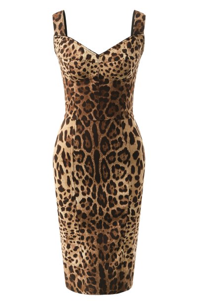 Шелковое платье DOLCE & GABBANA леопардового цвета по цене 225000 руб., арт. F63D4T/GDCLP, фото 1 Шелковое платье DOLCE & GABBANA, арт. F63D4T/GDCLP, фото 1