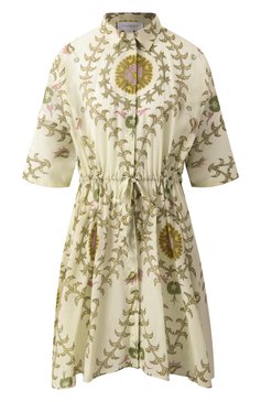 Женское хлопковое платье GIAMBATTISTA VALLI зеленого цвета, арт. 25SSPVCA5227-65PRI | Фото 1 (Материал сплава: Проставлено; Рукава: 3/4; Драгоценные камни: Проставлено; Женское Кросс-КТ: Платье-одежда; Случай: Повседневный; Длина Ж (юбки, платья, шорты): До колена; Стили: Кэжуэл; Материал внешний: Хлопок)