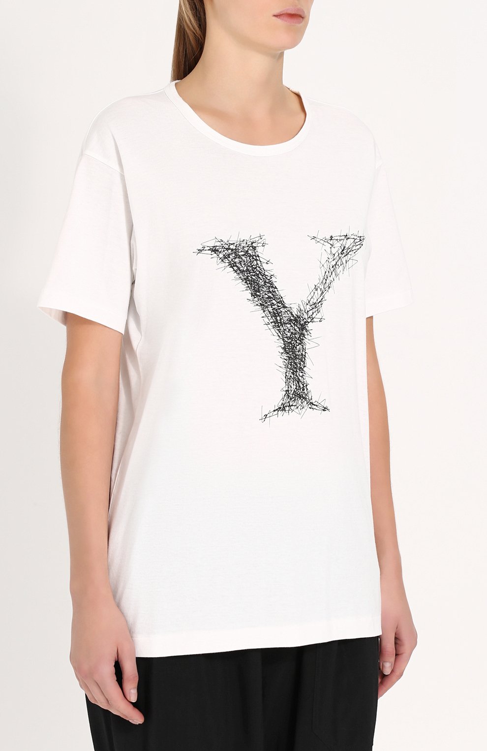 Хлопковая футболка с принтом YOHJI YAMAMOTO, арт. NK-T53-072, фото 3