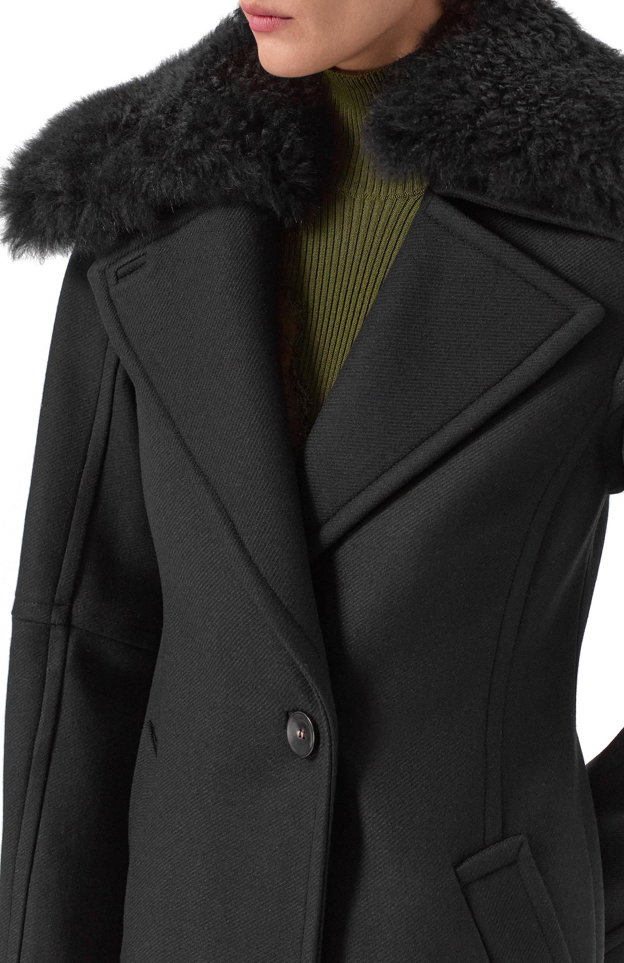 Пальто с отделкой из овчины BLUMARINE черного цвета по цене 156000 руб., арт. 2S099W_SET, фото 5 Пальто с отделкой из овчины BLUMARINE, арт. 2S099W_SET, фото 5