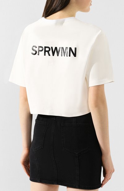 Кожаный топ SPRWMN, арт. TEE-010-L/CR0PPED TEE W BACK L0G0, фото 4