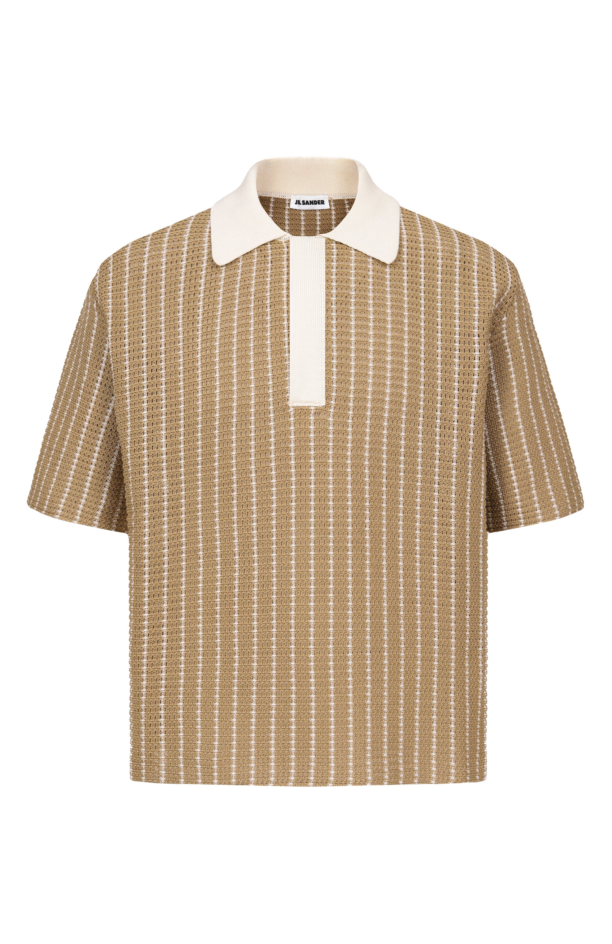 Хлопковое поло JIL SANDER бежевого цвета по цене 171500 руб., арт. J22GL0131/J15467, фото 1 Хлопковое поло JIL SANDER, арт. J22GL0131/J15467, фото 1