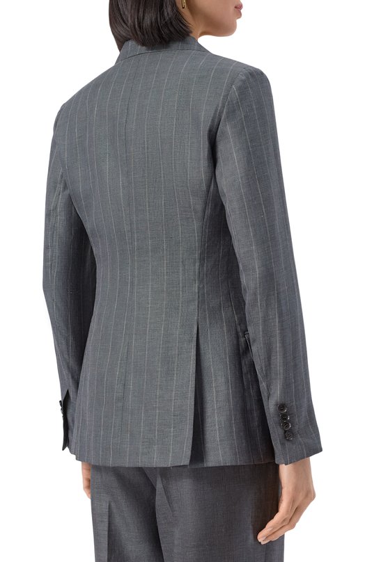 Жакет изо льна и шерсти Kiton D46523K0603E08 Серый  D46523K0603E08 Фото 4