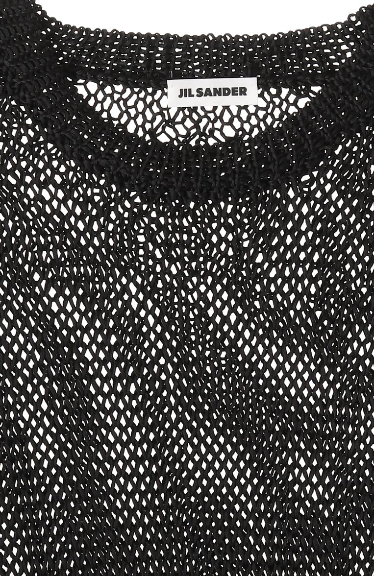 Женский шелковый пуловер JIL SANDER черного цвета, арт. J02GP0209/J16135 | Фото 6 (Материал сплава: Проставлено; Драгоценные камни: Проставлено; Материал внешний: Шелк; Рукава: Длинные; Женское Кросс-КТ: Пуловер-одежда; Стили: Минимализм; Длина (для топов): Стандартные)