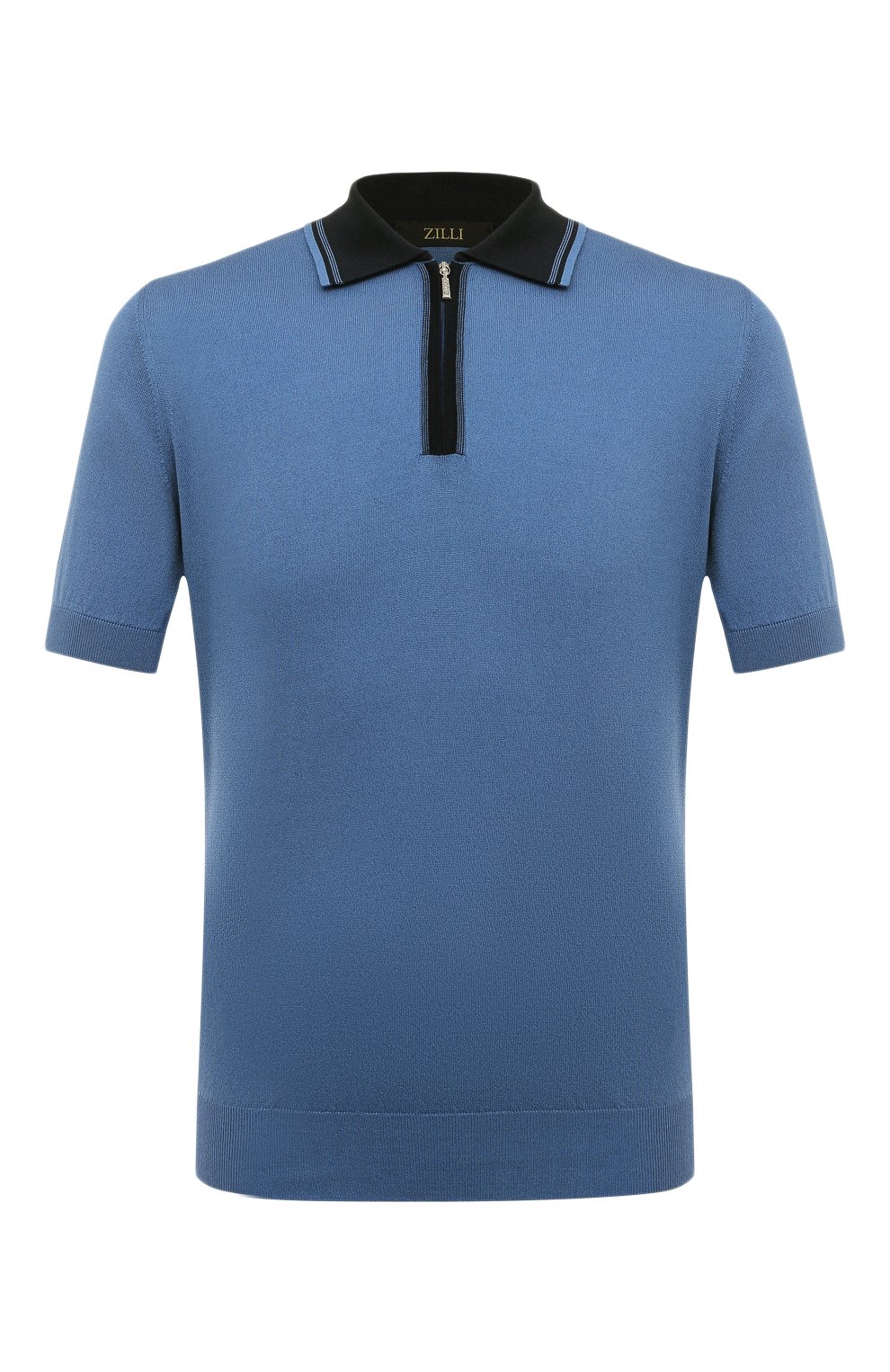 Поло из хлопка и шелка ZILLI синего цвета по цене 104500 руб., арт. KZP002M0142VUC000M, фото 1 Поло из хлопка и шелка ZILLI, арт. KZP002M0142VUC000M, фото 1