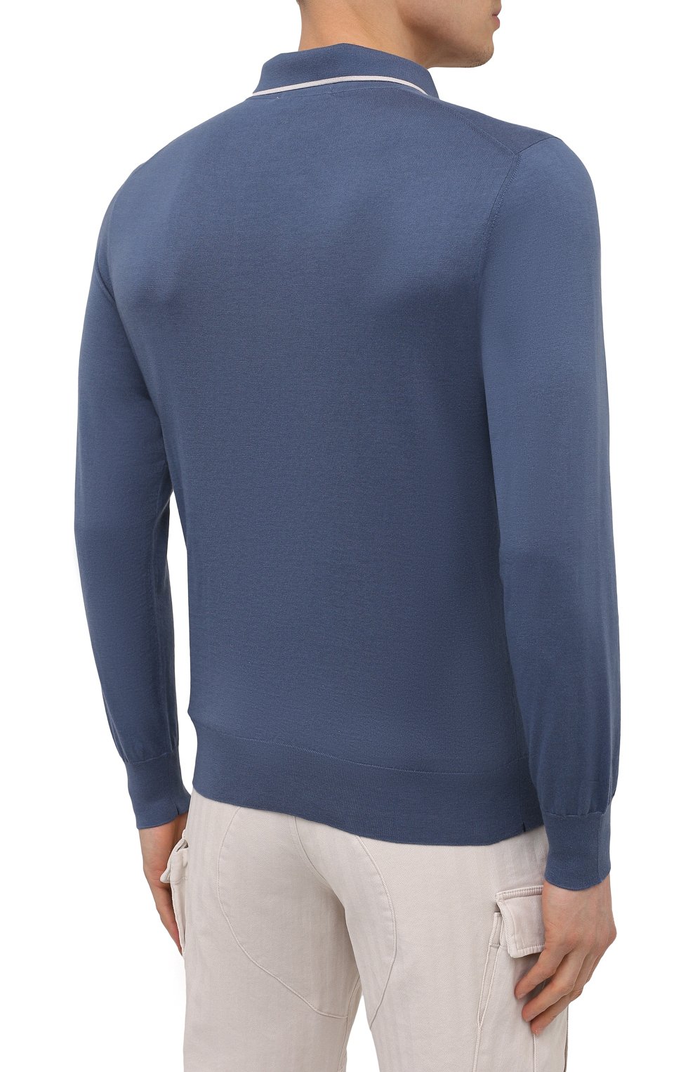 Поло из хлопка и кашемира FIORONI синего цвета по цене 79200 руб., арт. MK22609C2, фото 4 Поло из хлопка и кашемира FIORONI, арт. MK22609C2, фото 4