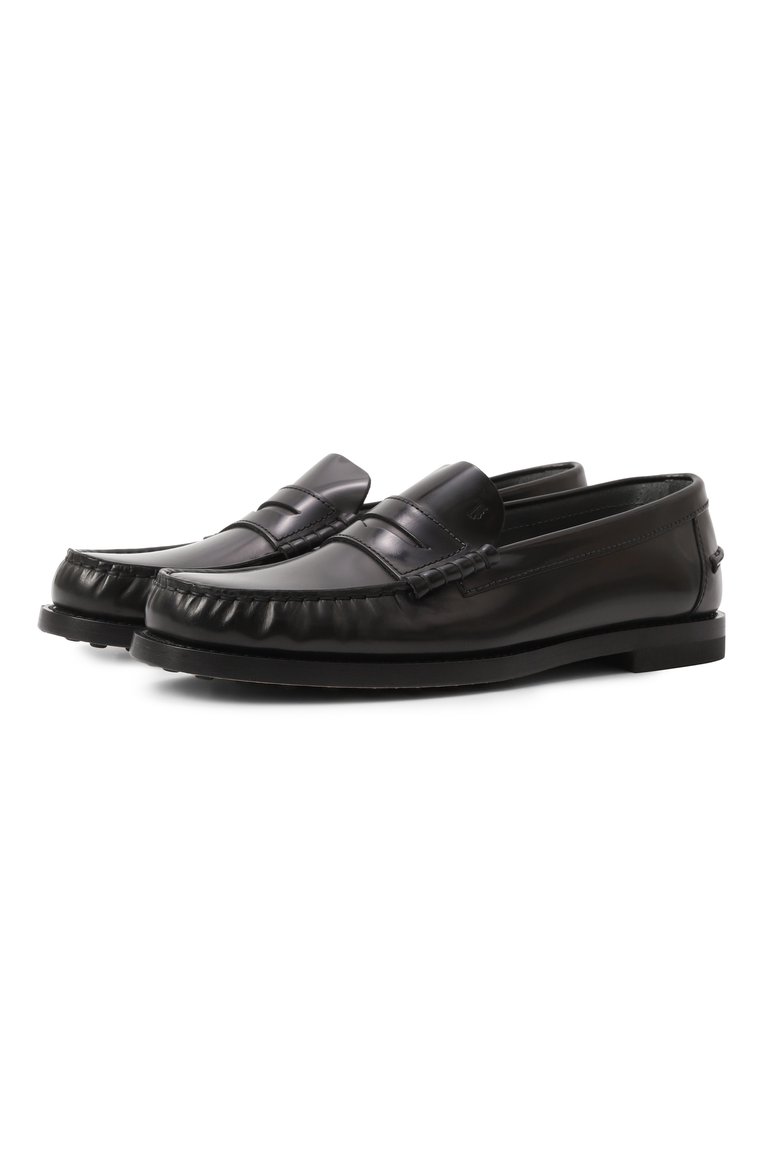Женские кожаные пенни-лоферы TOD’S черного цвета, арт. XXW34L0I010AKT | Фото 1 (Драгоценные камни: Проставлено; Материал сплава: Проставлено; Материал внешний: Натуральная кожа; Материал внутренний: Натуральная кожа; Каблук высота: Низкий; Подошва: Плоская)