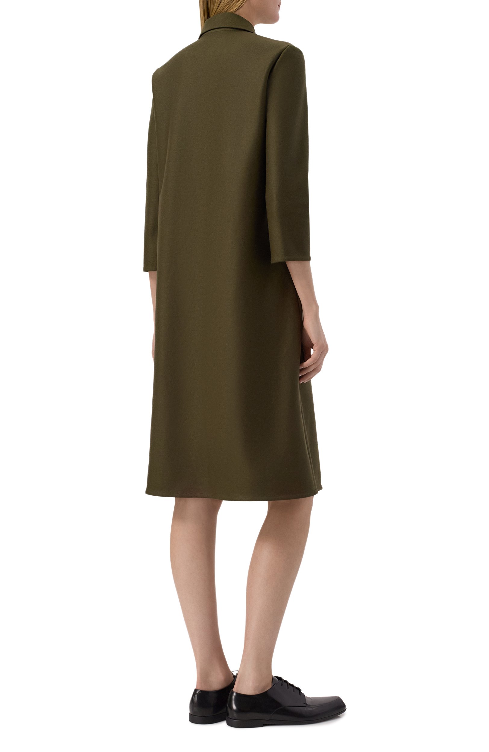 Шерстяное платье JIL SANDER темно-зеленого цвета по цене 178500 руб., арт. J02CT0701/J40045, фото 3 Шерстяное платье JIL SANDER, арт. J02CT0701/J40045, фото 3