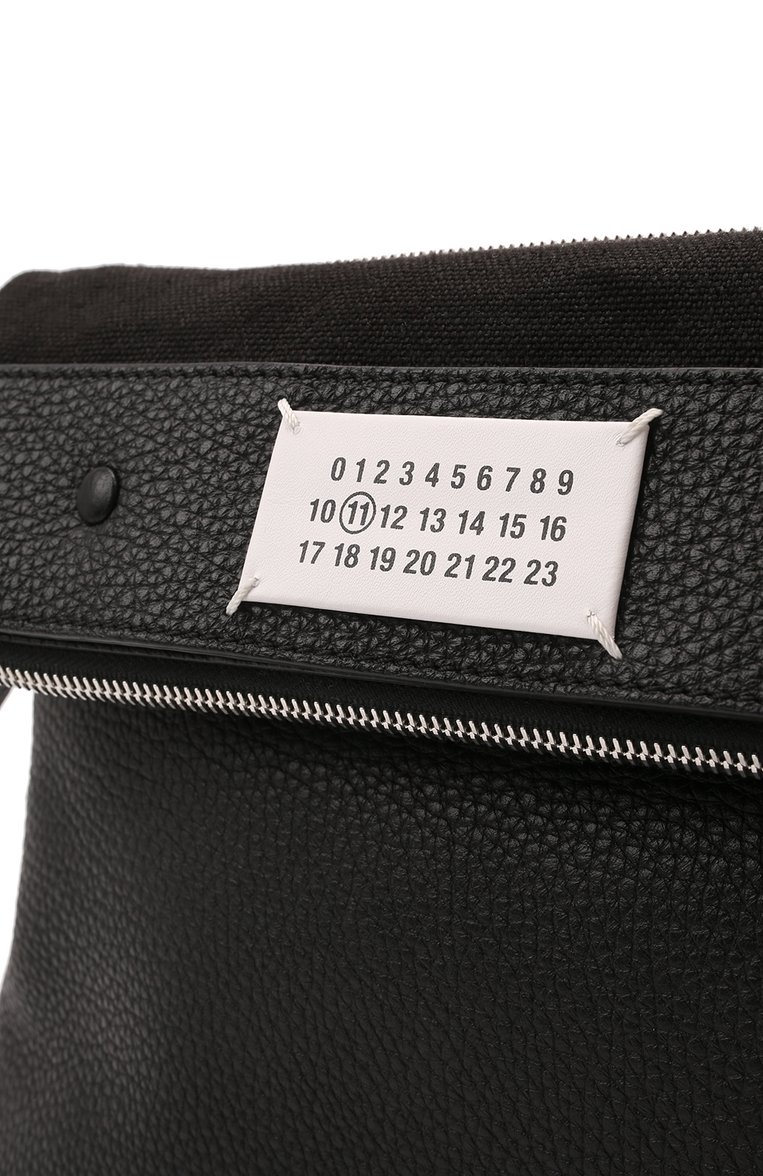 Мужская кожаная сумка  MAISON MARGIELA черного цвета, арт. S35WG0224/P4479 | Фото 3 (Ремень/цепочка: На ремешке; Материал: Натуральная кожа; Размер: medium; Драгоценные камни: Проставлено; Нос: Не проставлено; Материал сплава: Проставлено)