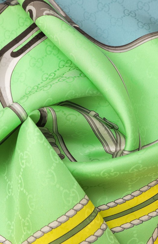 Шелковый платок Gucci 767130/3G009 Зелёный  767130/3G009 Фото 3